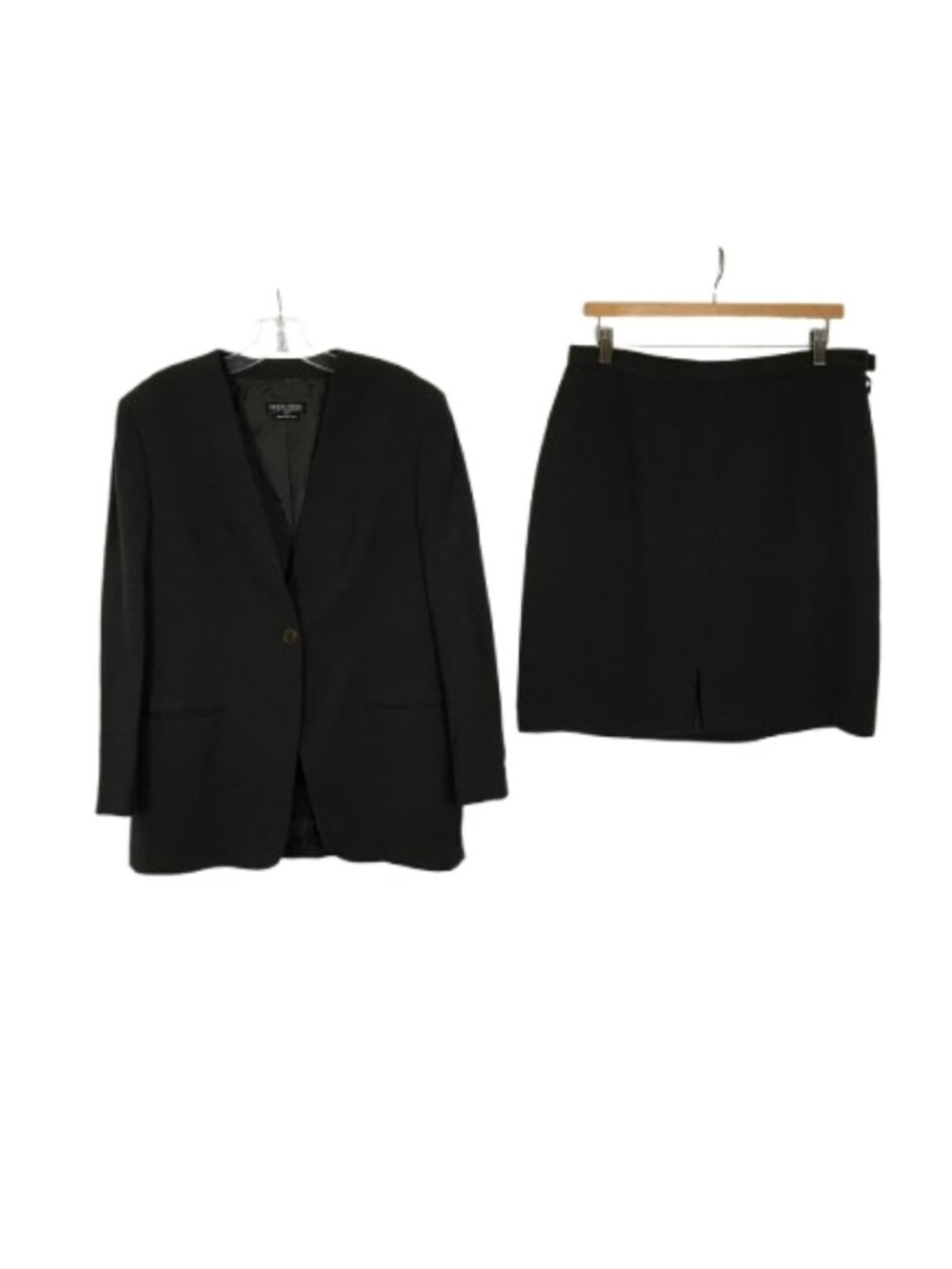 Georgio Armani Vintage Dark Olive 100% Wool Skirt Suit Set Made in Italy